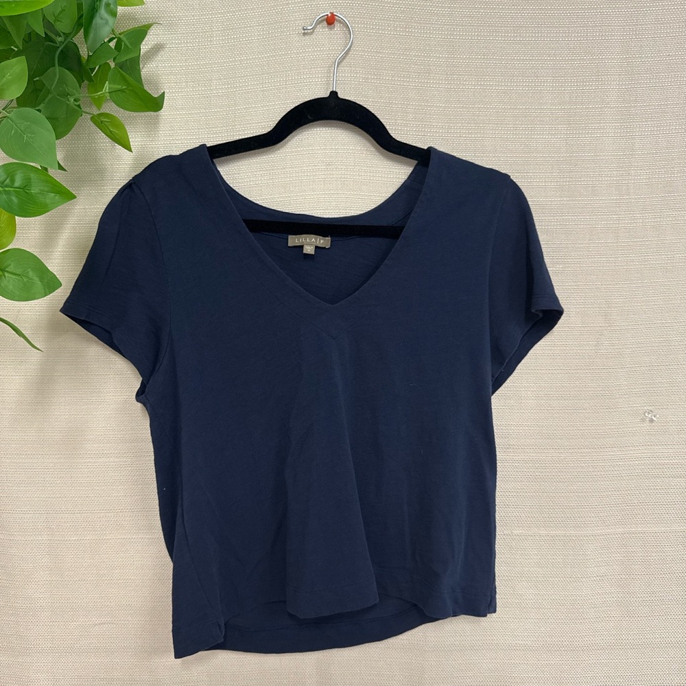 Lilla P Deep Blue V-Neck Short Sleeve Tee